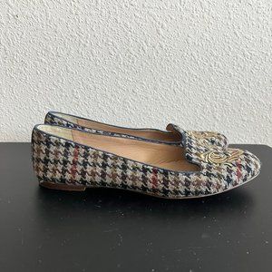 J. Crew Women's Sophie Houndstooth Heart Embroidered Loafers Shoes Size 8.5